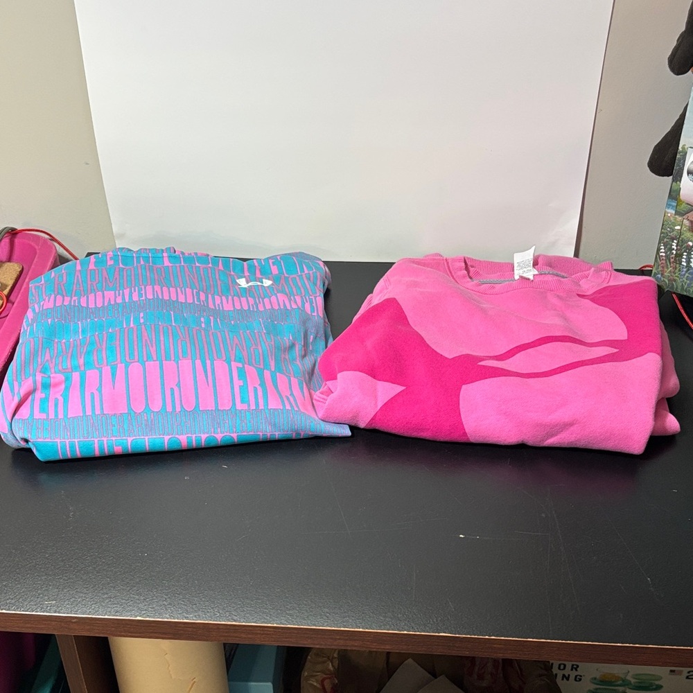 Kids Graphic Under Armour YL YXL Sweatshirt Pink Hoodie Colourful